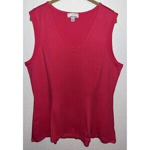 Kathleen Kirkwood Sleeveless Top Women Sz XL Pink V Neck